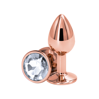 Aluminium buttplug met siersteen  - Small (Goud)